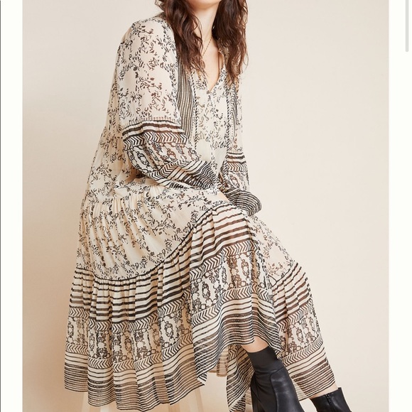 Anthropologie ~ Talulah Tiered Midi Dress Medium - Picture 13 of 14